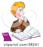 Clipart Illustration Of A Man Signing A Wedding Book