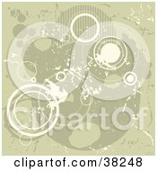 Poster, Art Print Of Tan And White Grunge Background Of Patterned And Outlines Of Circles