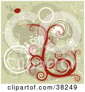 Clipart Illustration Of A Tan Background With Red And White Splatters Circles Lines And Curls