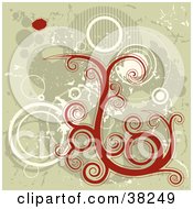 Poster, Art Print Of Tan Background With Red And White Splatters Circles Lines And Curls