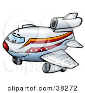 Clipart Illustration Of A Happy White Orange And Red Commercial Airliner Character Smiling