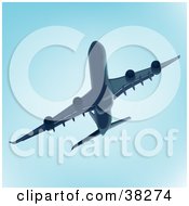 Poster, Art Print Of Jumbo Jet In Blue Tones