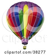 Rainbow Colored Hot Air Balloon With An Empty Basket