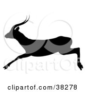 Clipart Illustration Of A Black Silhouette Of A Leaping Antelope