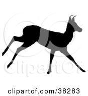 Poster, Art Print Of Black Silhouette Of A Running Antelope