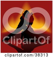 Clipart Illustration Of A Sexy Silhouetted Couple Dancing The Tango On A Fiery Background