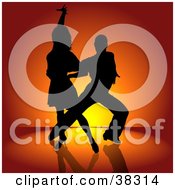 Poster, Art Print Of Sexy Black Silhouetted Couple Engaged In A Latin Dance