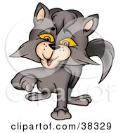 Clipart Illustration Of A Smokey Gray Cat Walking Forward by dero