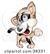 Clipart Illustration Of A Beige Cat With Black Spots Lifting Its Paw And Laughing by dero