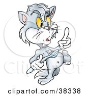 Clipart Illustration Of A Mad Cat Wagging His Finger And Walking With A Spoon by dero