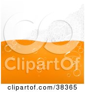 Poster, Art Print Of White And Orange Wave Background Of Bubbles In A Carbonated Beverage