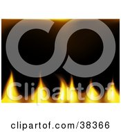 Clipart Illustration Of A Black Background Bordered In Yellow Flames