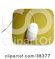 Poster, Art Print Of White Mac Computer Mouse On A Yellow Mousepad