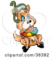 Poster, Art Print Of Sitting Fox Wearing Diving Gear
