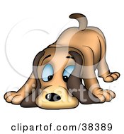 Clipart Illustration Of A Blue Eyed Hound Dog Sniffing The Ground