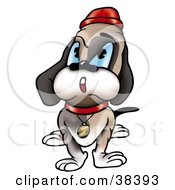 Clipart Illustration Of A Stern Dog Wearing A Red Hat