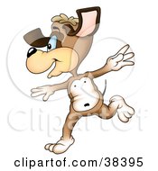 Clipart Illustration Of A Happy Dog Running With His Arms Out