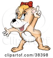 Clipart Illustration Of A Creative Blond Dog Pointing Upwards