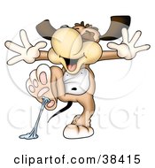 Clipart Illustration Of A Surprised Dog With Gum Stuck To His Foot by dero