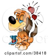 Poster, Art Print Of Loving Dog With Hearts Giving A Heart To His Girlfriend