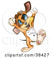 Clipart Illustration Of A Happy Young Dog Holding His Arms Up And Walking by dero