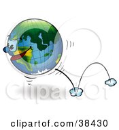 Clipart Illustration Of A Determined Earth With A Face Bouncing By by dero