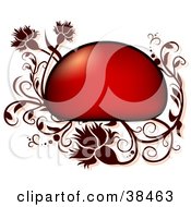 Clipart Illustration Of A Red Text Box Bordered In Dark Red Vines And Flowers by dero