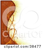 Poster, Art Print Of Faint Orange Background With Waves Of Orange With Grunge And Vines On The Left Edge