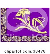 Clipart Illustration Of A Yellow And Purple Floral Border