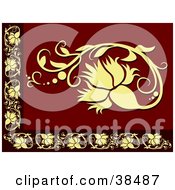 Poster, Art Print Of Yellow And Red Floral Border