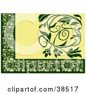 Poster, Art Print Of Green And Yellow Floral Border