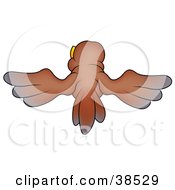 Clipart Illustration Of A Brown Bird Flying Away