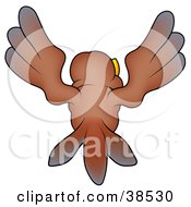 Clipart Illustration Of A Brown Bird Flapping Its Wings And Flying Away