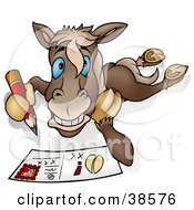 Clipart Illustration Of A Horse Writing A Message On A Post Card by dero