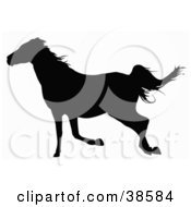 Clipart Illustration Of A Black Silhouette Of A Running Horse