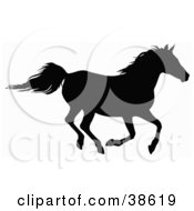 Clipart Illustration Of A Black Silhouette Of A Horse Galloping by dero