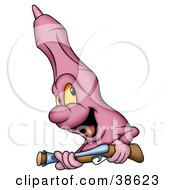 Clipart Illustration Of A Pink Marker Holding A Rifle by dero