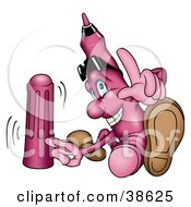 Clipart Illustration Of A Playful Pink Marker Flicking His Cap by dero
