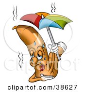 Clipart Illustration Of A Sweaty Orange Marker Dripping Under An Umbrella On A Hot Summer Day by dero
