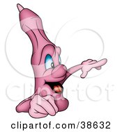 Clipart Illustration Of A Pink Marker Smiling And Pointing Right by dero