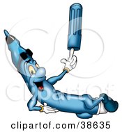 Clipart Illustration Of A Cool Blue Marker Spinning His Cap On His Finger by dero