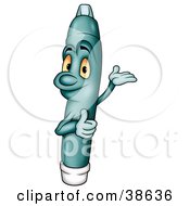 Clipart Illustration Of A Blue Marker Giving The Thumbs Up And Holding His Arm Out by dero