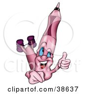 Clipart Illustration Of A Happy Pink Marker Giving The Thumbs Up by dero