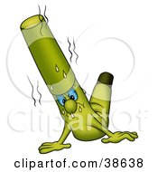 Clipart Illustration Of A Sweaty Green Marker Doing Push Ups
