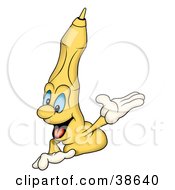 Clipart Illustration Of A Yellow Marker Smiling And Gesturing With His Hand by dero