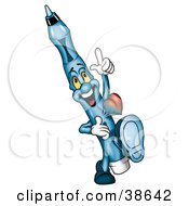 Clipart Illustration Of A Blue Marker Walking With His Heart Beating Out Of His Chest by dero