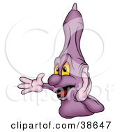 Clipart Illustration Of A Purple Marker Touching His Cheek And Smiling by dero
