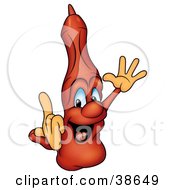 Clipart Illustration Of A Happy Red Marker Gesturing With His Hands by dero