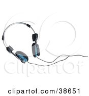 Poster, Art Print Of Pair Of Black And Blue Headphones