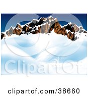 Poster, Art Print Of Rocky Mountain Ridge Surrounded By Snow